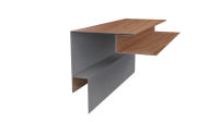 Планка угла наружного сложная Блок-хаус 110x110x2000 мм, Золотой орех 3D