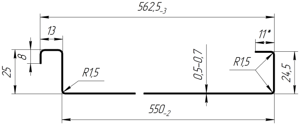 Фальцевая кровля 562/550x0,5 мм, 7024 графитовый серый PUR Pruf