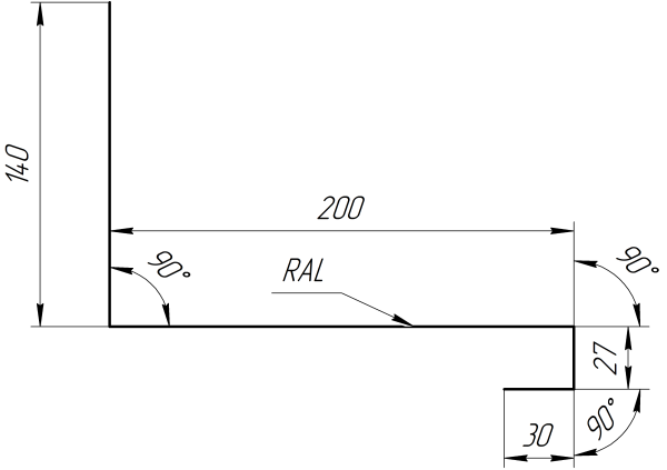 Планка примыкания нижняя к трубе фальц 140x200 мм, 3005 винно-красный матовый