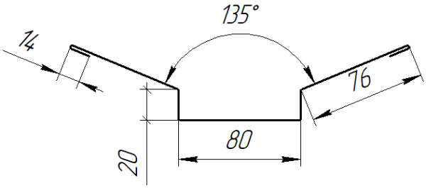 Планка ендовы верхняя 76x76x2000 мм, 9005 черный янтарь матовый
