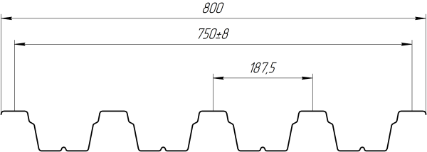 Профнастил Н75 800/750x0,7 мм, 3020 транспортный красный глянцевый