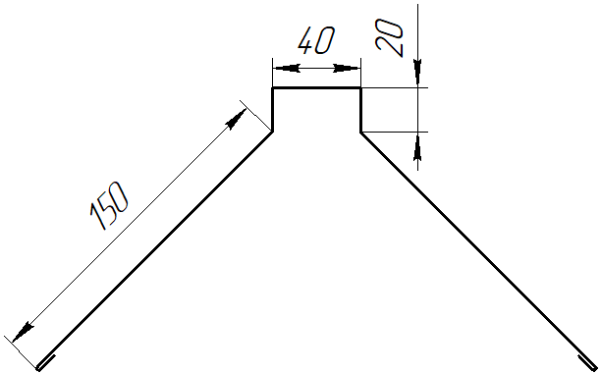 Конёк фигурный 150x150x2000 мм, Картэн тёмный