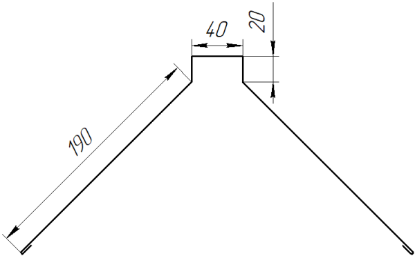 Конёк фигурный 190x190x2000 мм, Картэн тёмный