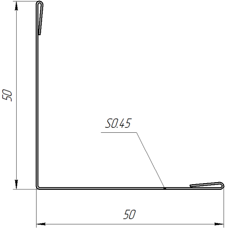 Планка завершающая 10x50x50x10 мм, Картэн