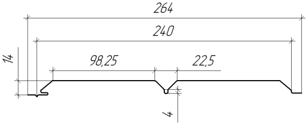 Л-брус 264/240x0,5 мм, 6005 зеленый мох матовый