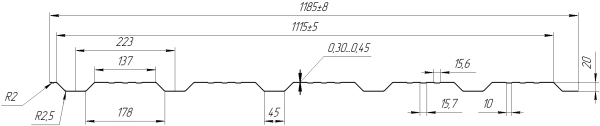 Профнастил К20 1195/1130x0,5 мм, 6009 пихтовый зелёный матовый