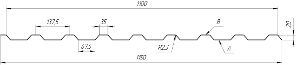 Профнастил С20A 1150/1100x0,4 мм, 1014 слоновая кость глянцевый